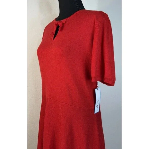 Draper James Bow Neck Detail Fit & Flare Mini Sweater Dress Size Large - Picture 16 of 16